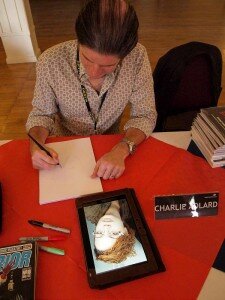 Charlie Adlard sketching a zombie portrait